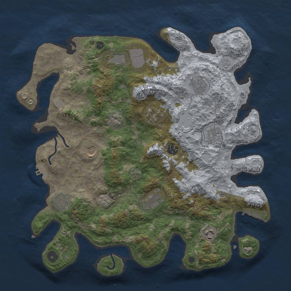Rust Map: Procedural Map, Size: 3950, Seed: 83861, 18 Monuments