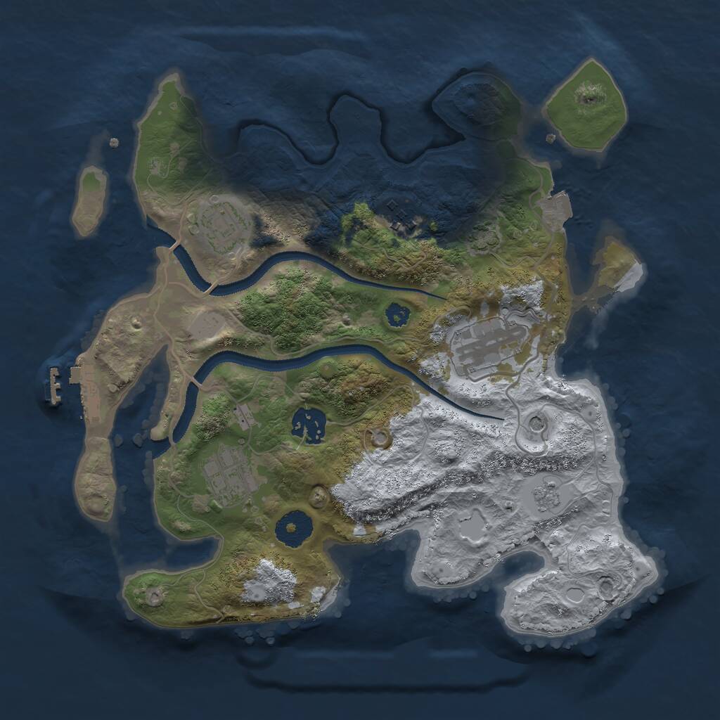 Rust Map: Procedural Map, Size: 3000, Seed: 15554, 10 Monuments