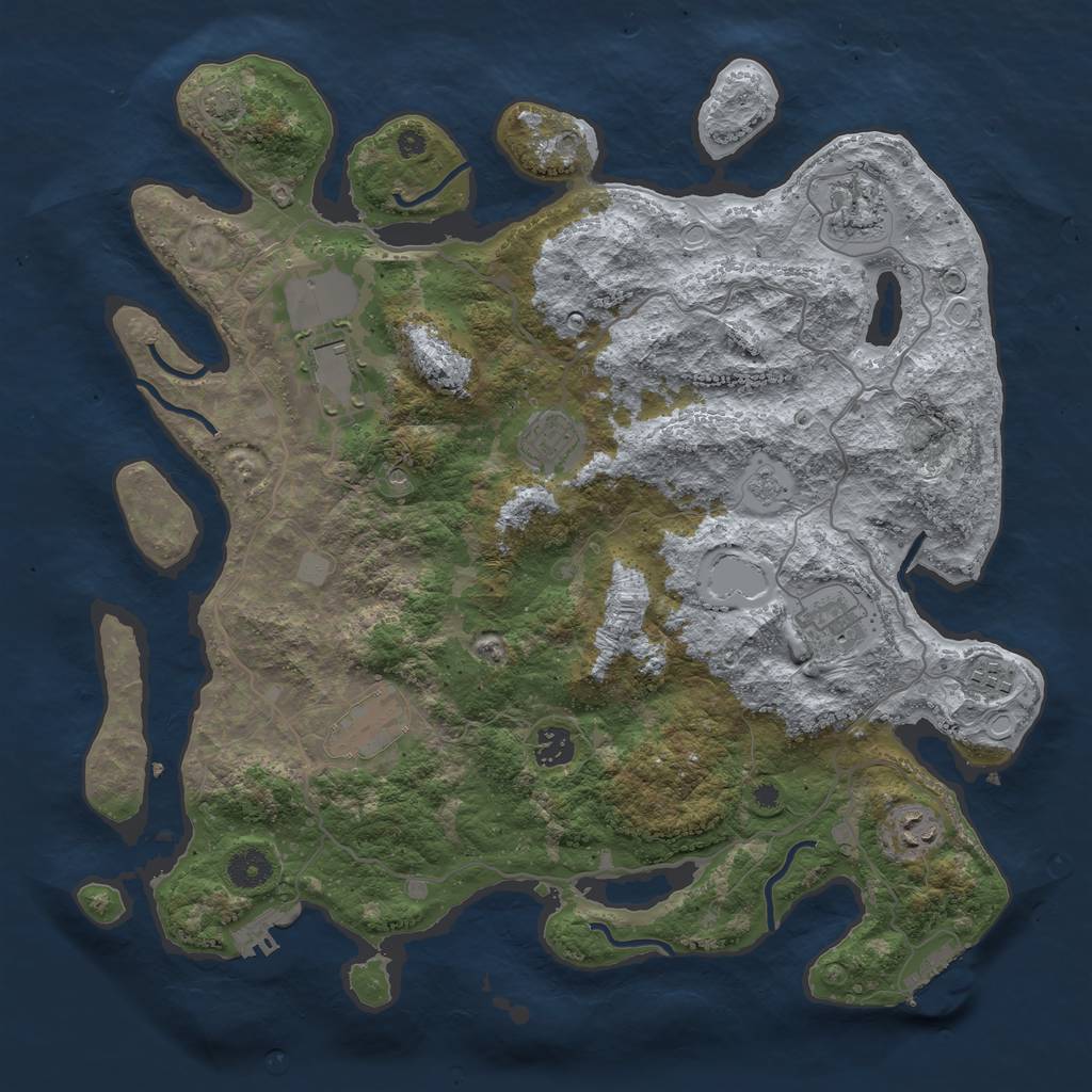 Rust Map: Procedural Map, Size: 4000, Seed: 5494831, 16 Monuments