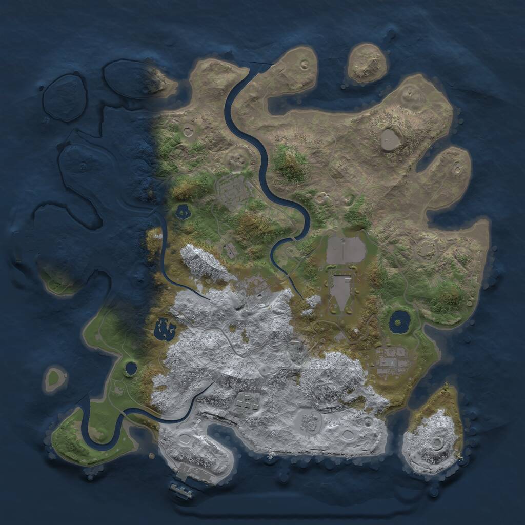 Rust Map: Procedural Map, Size: 3500, Seed: 74577786, 12 Monuments