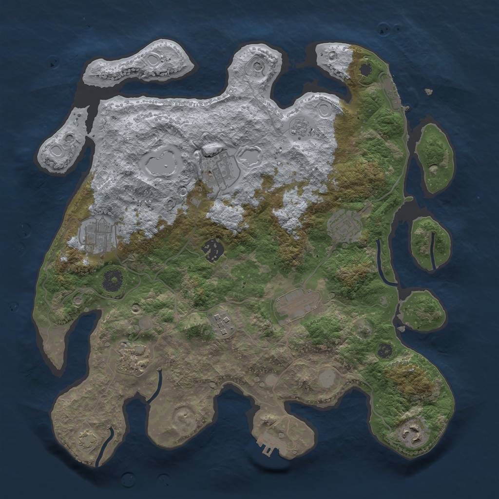 Rust Map: Procedural Map, Size: 3450, Seed: 33510195, 16 Monuments