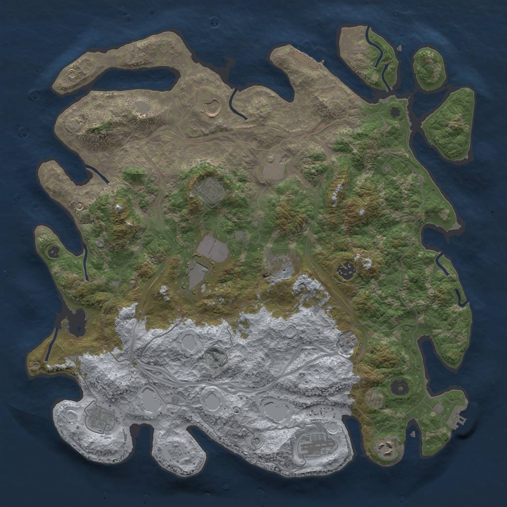 Rust Map: Procedural Map, Size: 4400, Seed: 45941110, 18 Monuments
