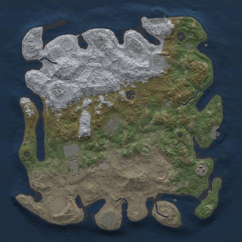 Rust Map: Procedural Map, Size: 4000, Seed: 8603778, 18 Monuments