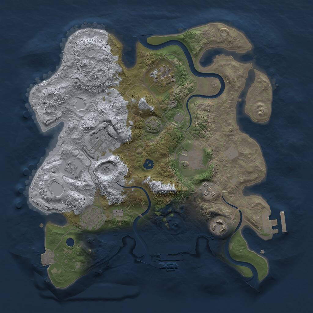 Rust Map: Procedural Map, Size: 3000, Seed: 6886, 12 Monuments
