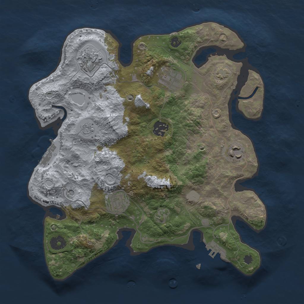 Rust Map: Procedural Map, Size: 3000, Seed: 6886, 13 Monuments