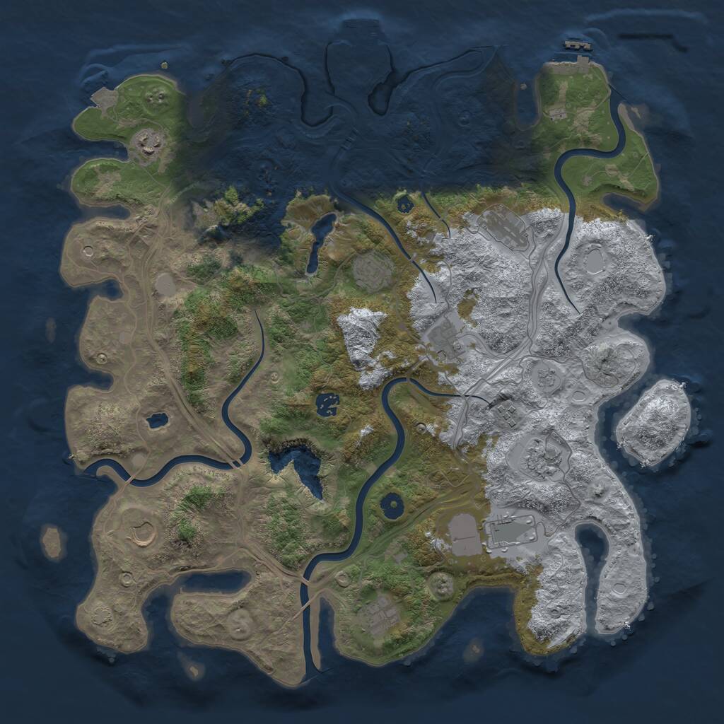 Rust Map: Procedural Map, Size: 4400, Seed: 66384516, 17 Monuments
