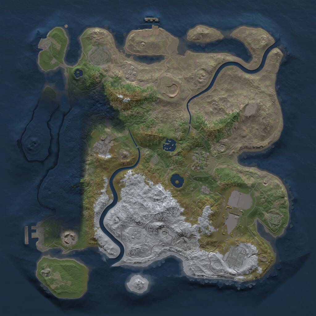 Rust Map: Procedural Map, Size: 3550, Seed: 47919765, 15 Monuments