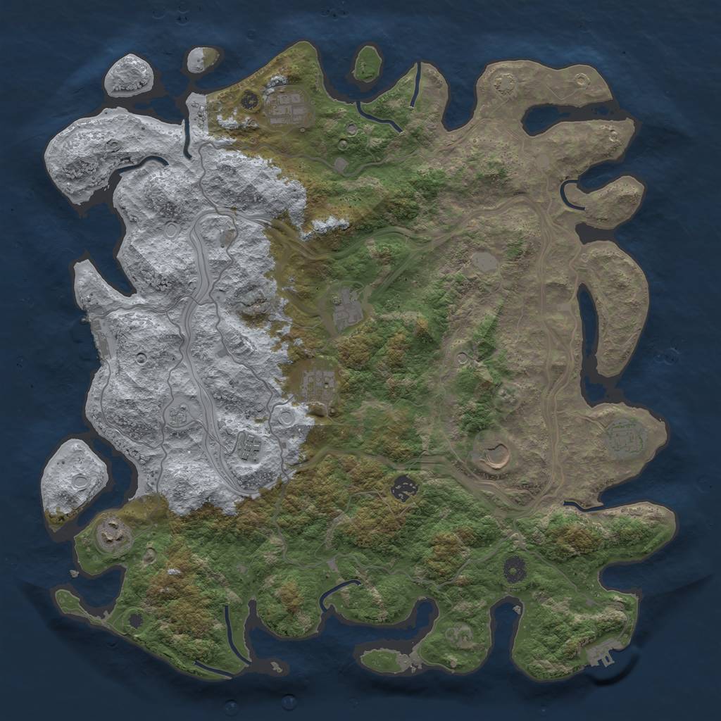 Rust Map: Procedural Map, Size: 4300, Seed: 91766724, 16 Monuments