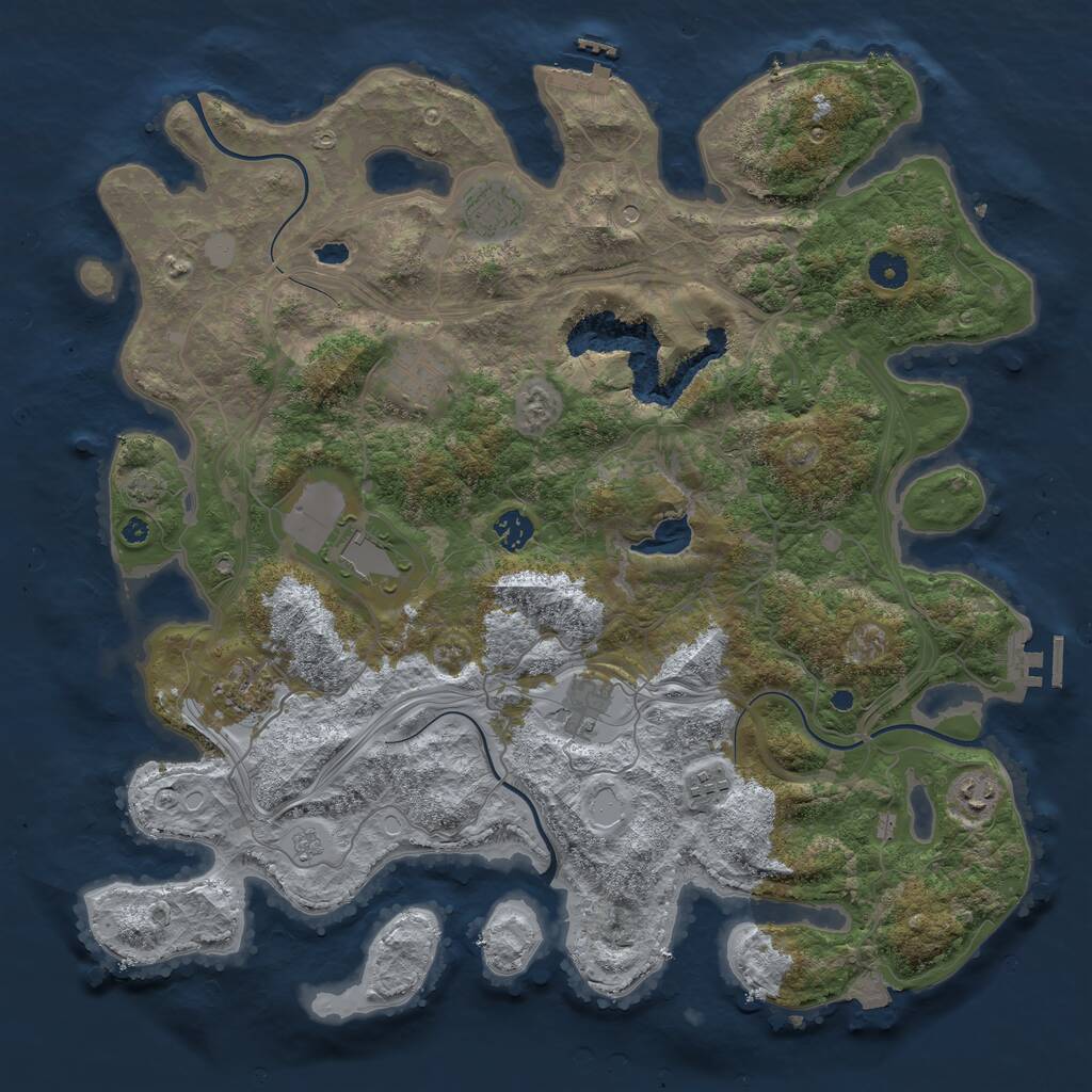 Rust Map: Procedural Map, Size: 4250, Seed: 435451341, 14 Monuments