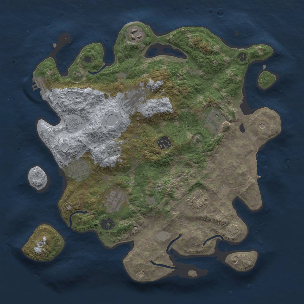 Rust Map: Procedural Map, Size: 3450, Seed: 79779249, 16 Monuments