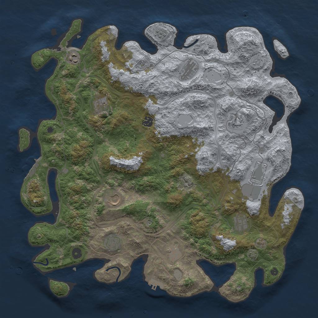 Rust Map: Procedural Map, Size: 4500, Seed: 1623109, 19 Monuments