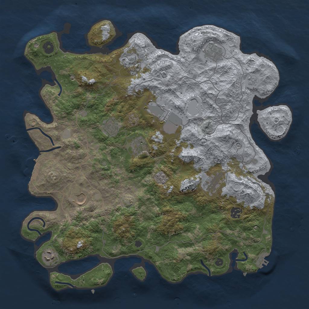 Rust Map: Procedural Map, Size: 4000, Seed: 74701212, 18 Monuments