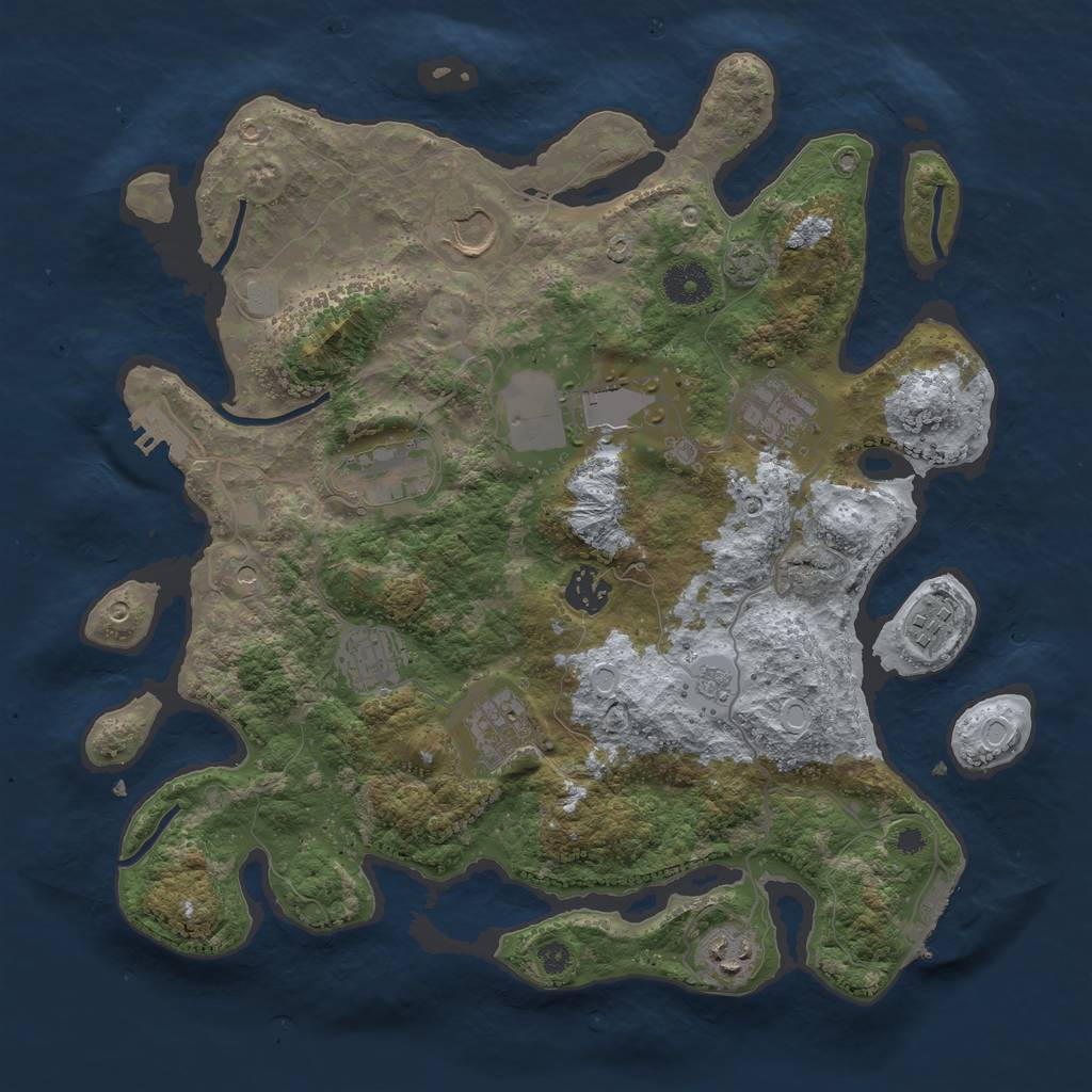 Rust Map: Procedural Map, Size: 3600, Seed: 10777337, 17 Monuments