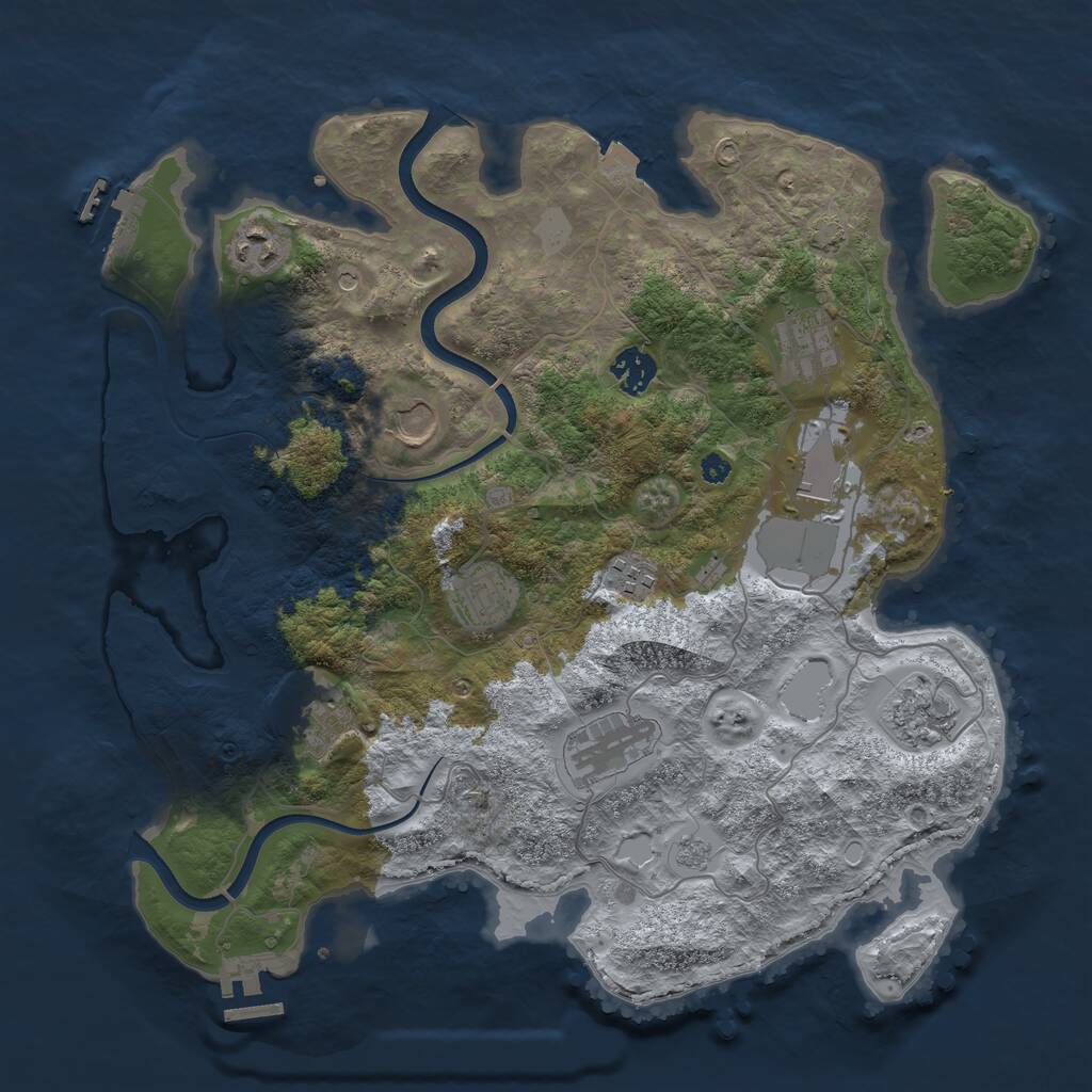 Rust Map: Procedural Map, Size: 3700, Seed: 38700746, 16 Monuments