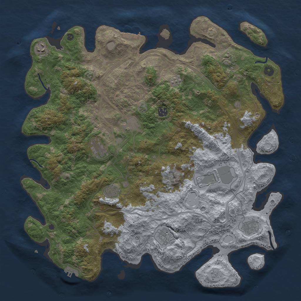 Rust Map: Procedural Map, Size: 4500, Seed: 1565648777, 18 Monuments