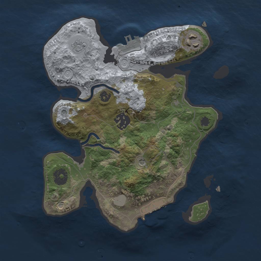 Rust Map: Procedural Map, Size: 2500, Seed: 1810261256, 9 Monuments