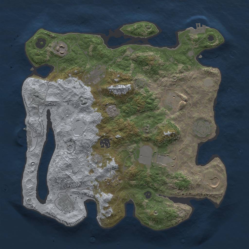 Rust Map: Procedural Map, Size: 3500, Seed: 931085, 18 Monuments