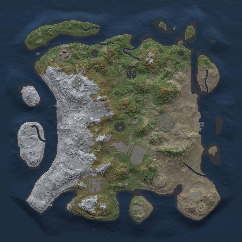 Rust Map: Procedural Map, Size: 3500, Seed: 1323570009, 15 Monuments