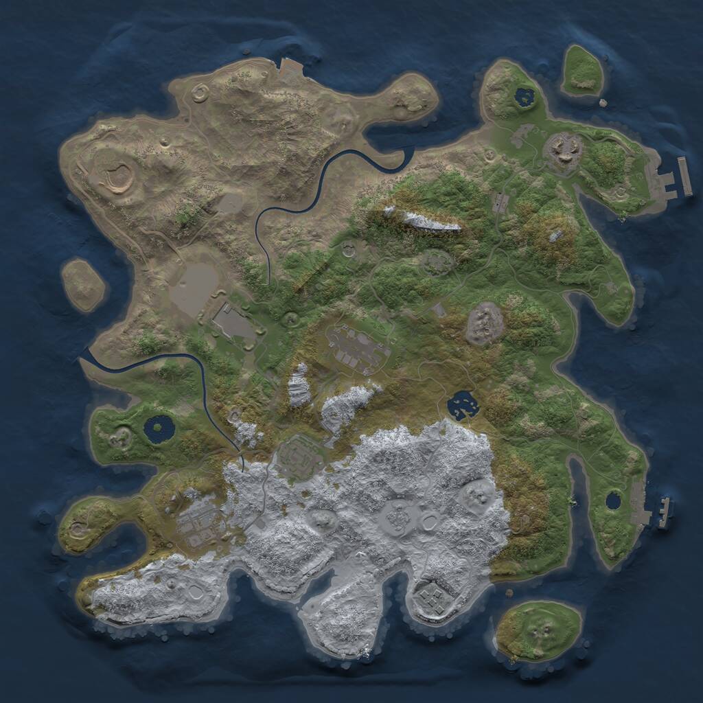 Rust Map: Procedural Map, Size: 3600, Seed: 42883541, 14 Monuments