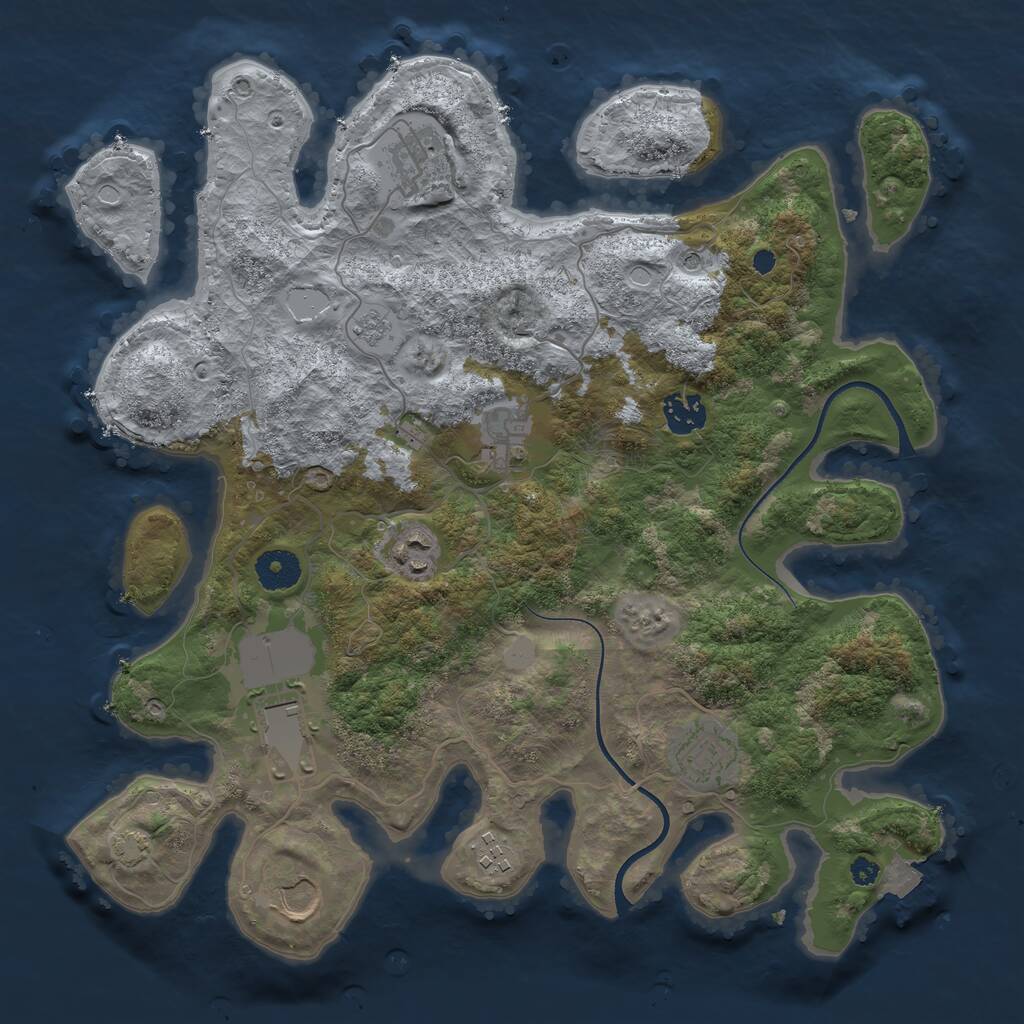 Rust Map: Procedural Map, Size: 3600, Seed: 3374969, 12 Monuments