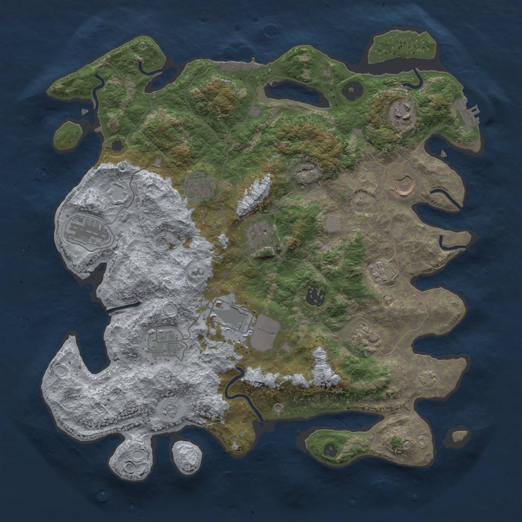Rust Map: Procedural Map, Size: 3900, Seed: 32324791, 18 Monuments