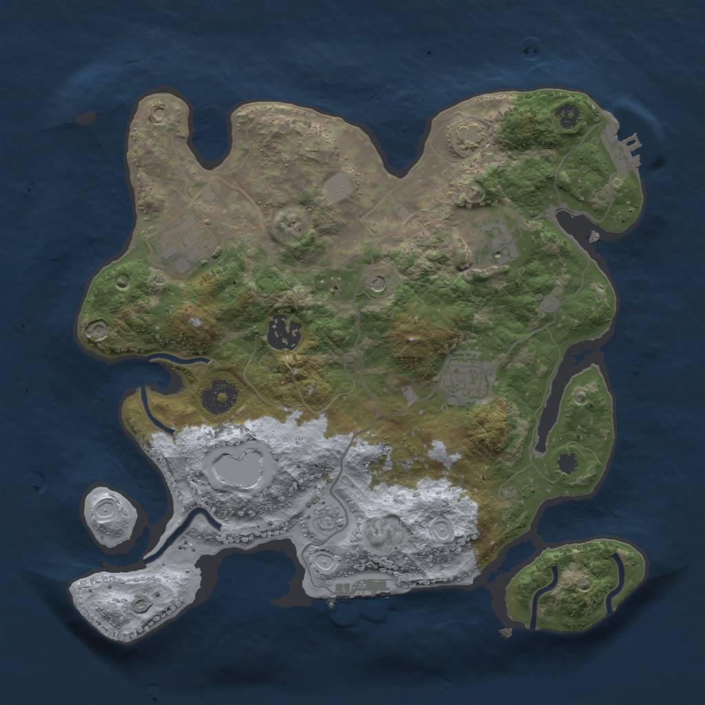 Rust Map: Procedural Map, Size: 3000, Seed: 13511, 12 Monuments