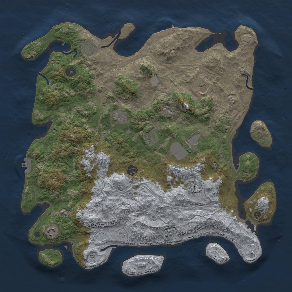 Rust Map: Procedural Map, Size: 4250, Seed: 435710556, 17 Monuments