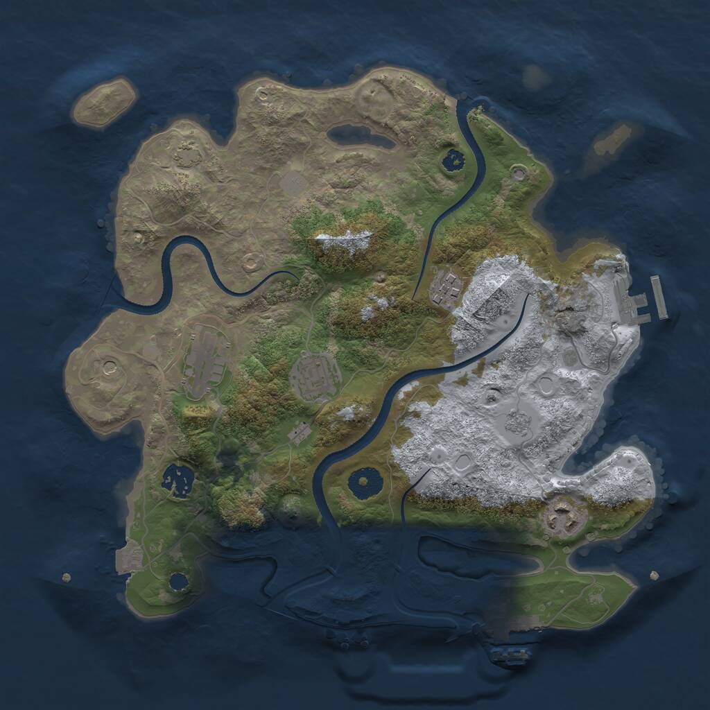 Rust Map: Procedural Map, Size: 3250, Seed: 1491519070, 11 Monuments