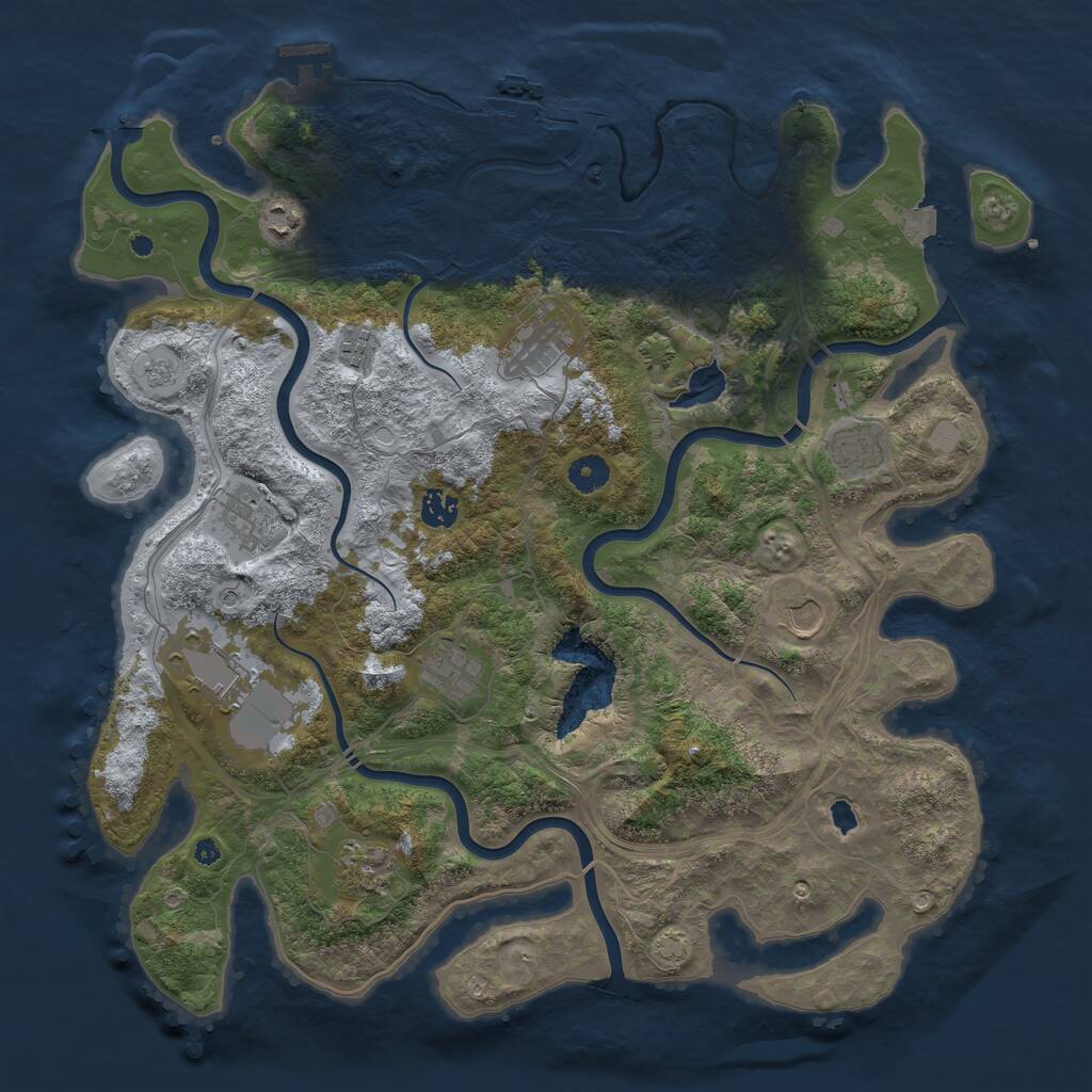 Rust Map: Procedural Map, Size: 4250, Seed: 312215522, 16 Monuments