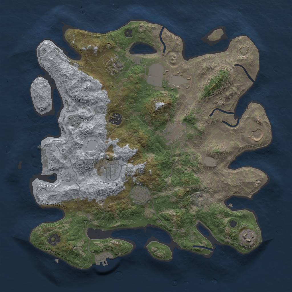 Rust Map: Procedural Map, Size: 3500, Seed: 1255479520, 17 Monuments