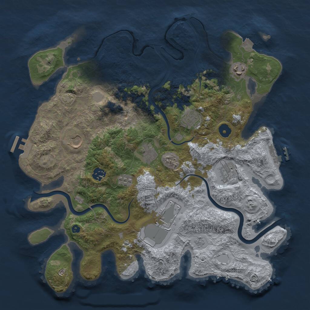 Rust Map: Procedural Map, Size: 3700, Seed: 1705540285, 14 Monuments