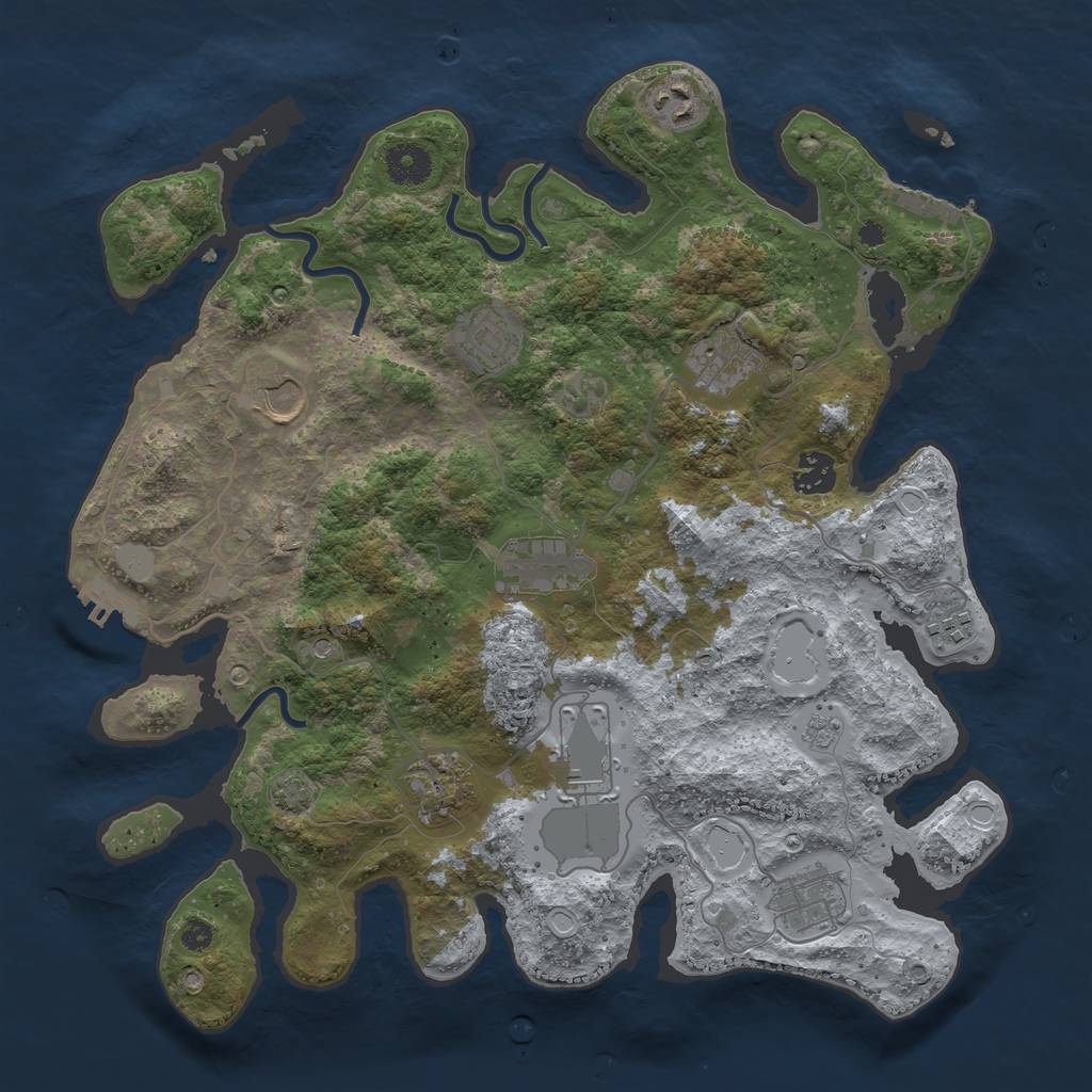 Rust Map: Procedural Map, Size: 3700, Seed: 1705540285, 18 Monuments