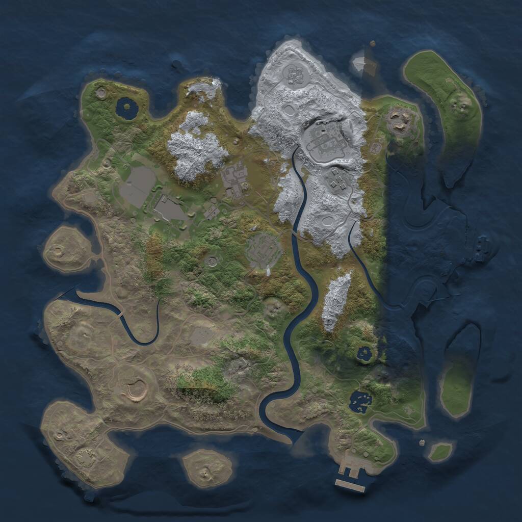 Rust Map: Procedural Map, Size: 3500, Seed: 1578160606, 14 Monuments