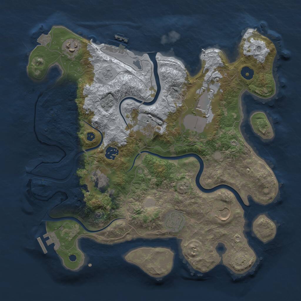 Rust Map: Procedural Map, Size: 3500, Seed: 96326098, 14 Monuments