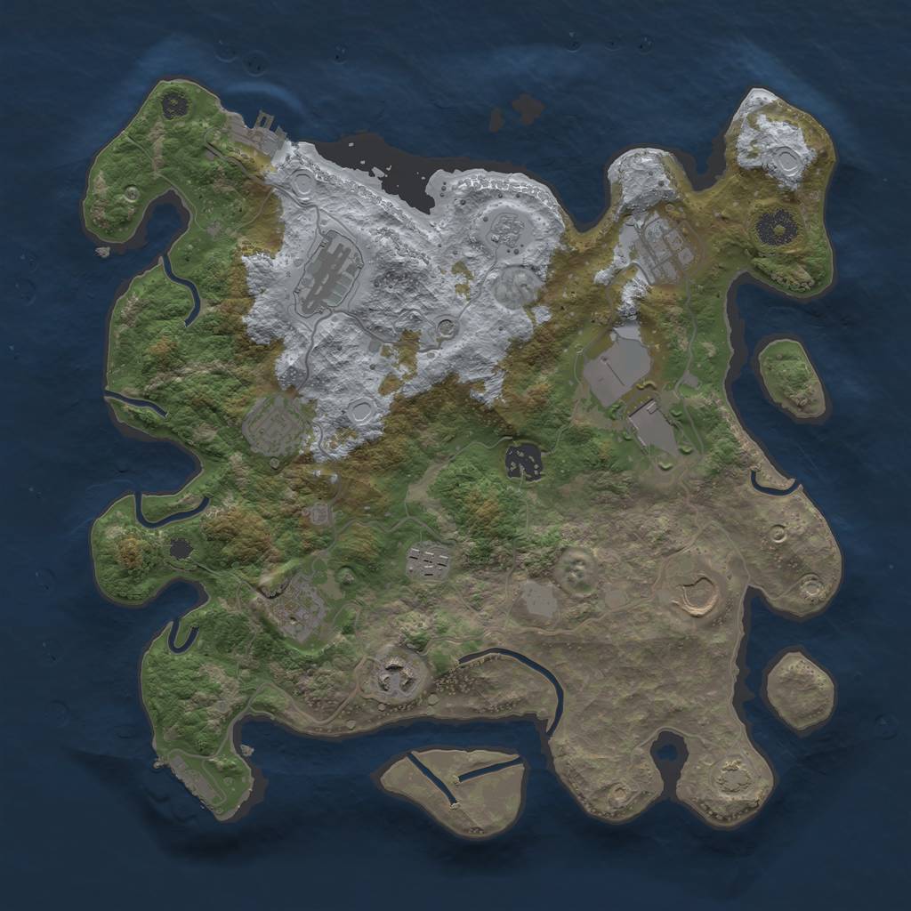 Rust Map: Procedural Map, Size: 3500, Seed: 96326098, 17 Monuments