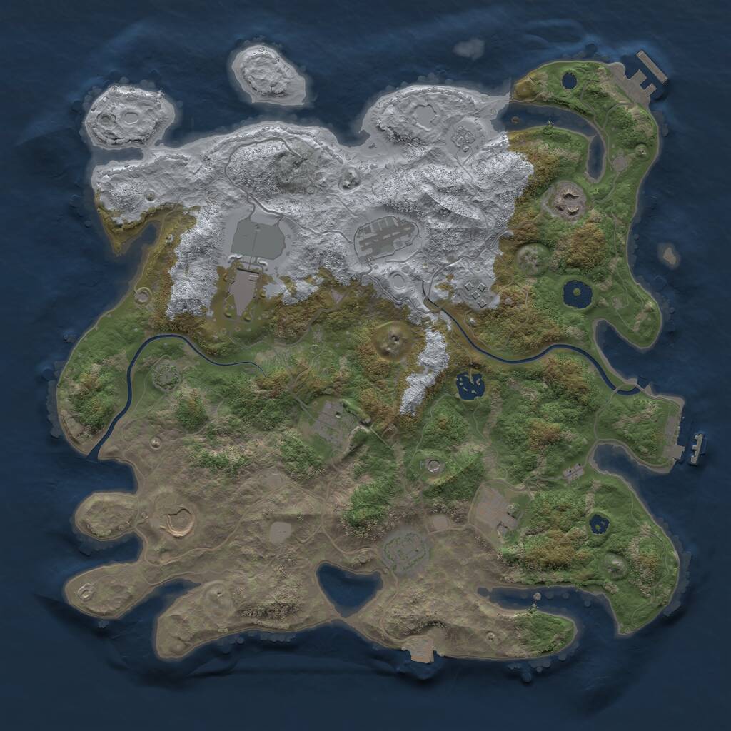 Rust Map: Procedural Map, Size: 3800, Seed: 1706523669, 15 Monuments
