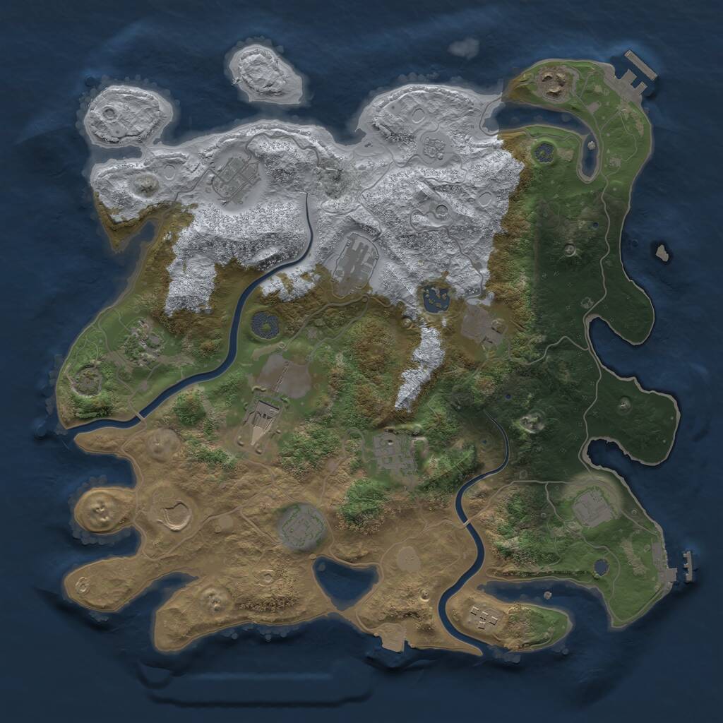 Rust Map: Procedural Map, Size: 3800, Seed: 1706523669, 19 Monuments