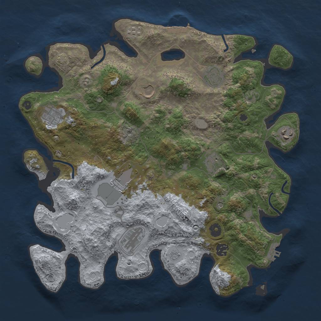 Rust Map: Procedural Map, Size: 3750, Seed: 52564631, 17 Monuments