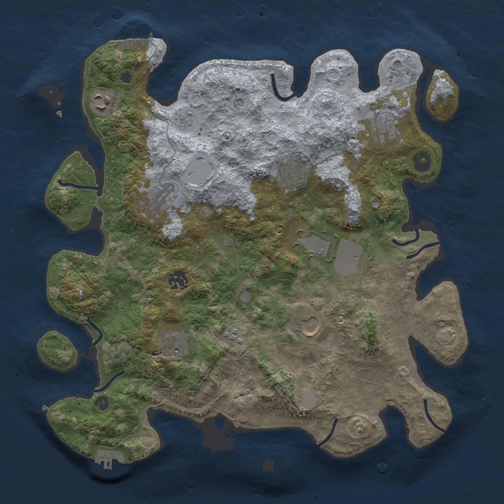 Rust Map: Procedural Map, Size: 3800, Seed: 39607823, 17 Monuments