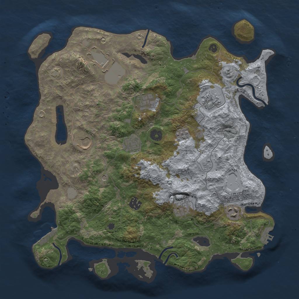 Rust Map: Procedural Map, Size: 3700, Seed: 126351442, 17 Monuments