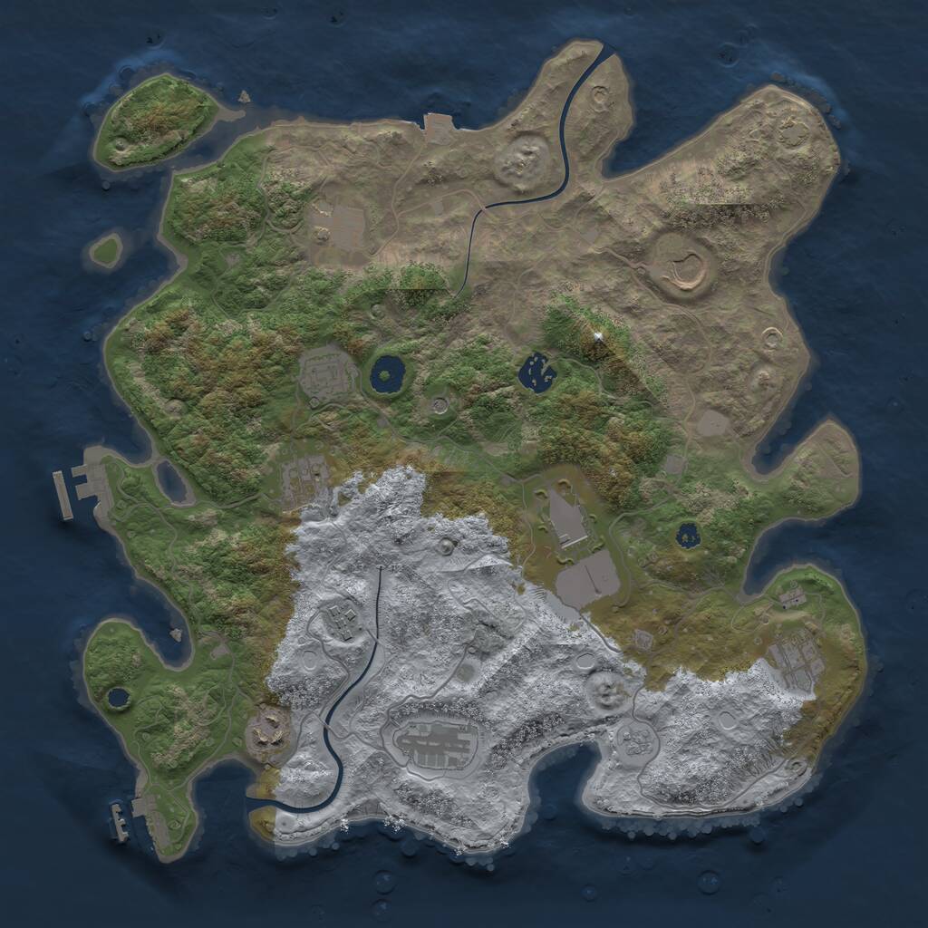 Rust Map: Procedural Map, Size: 3800, Seed: 84567722, 16 Monuments