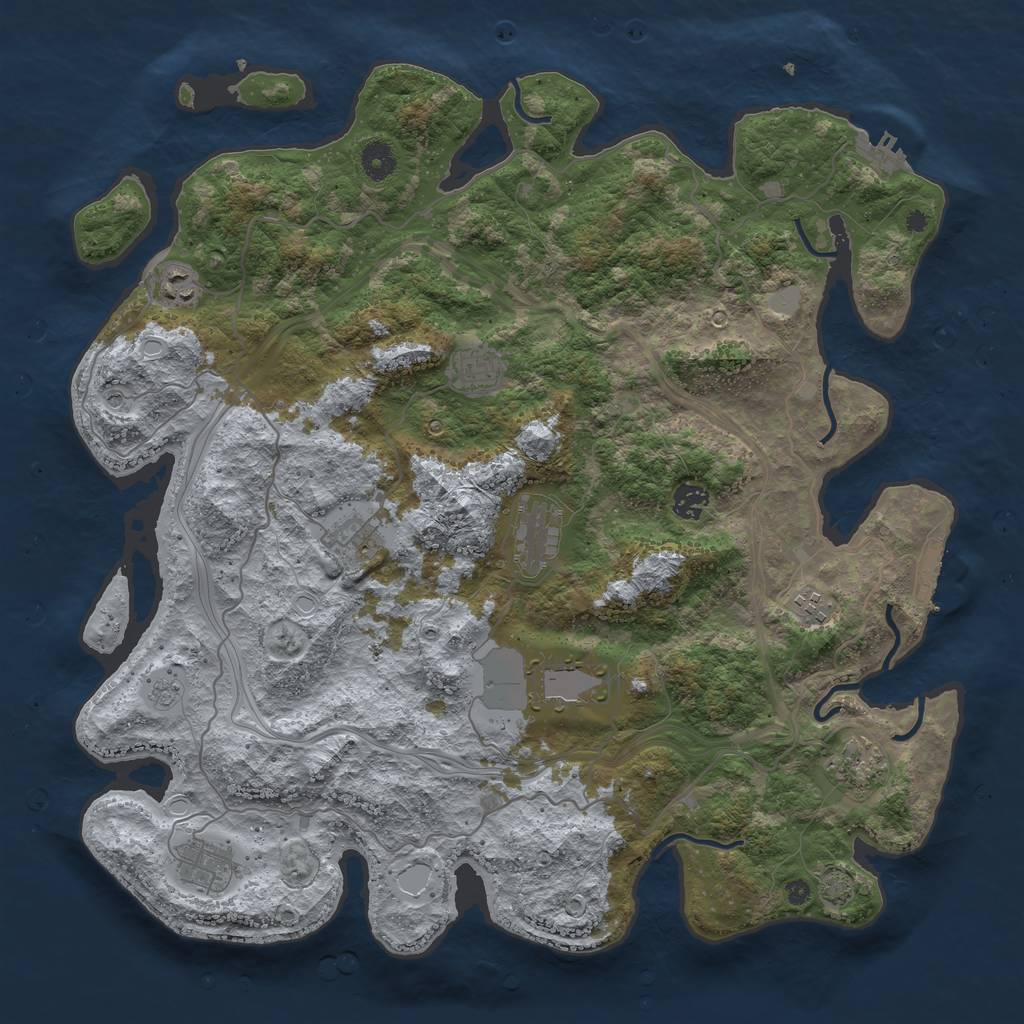 Rust Map: Procedural Map, Size: 4250, Seed: 1160806901, 17 Monuments