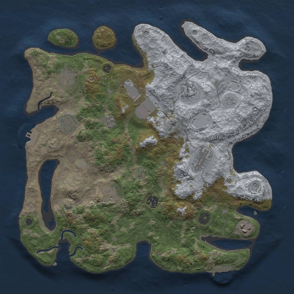 Rust Map: Procedural Map, Size: 3700, Seed: 3500546, 17 Monuments