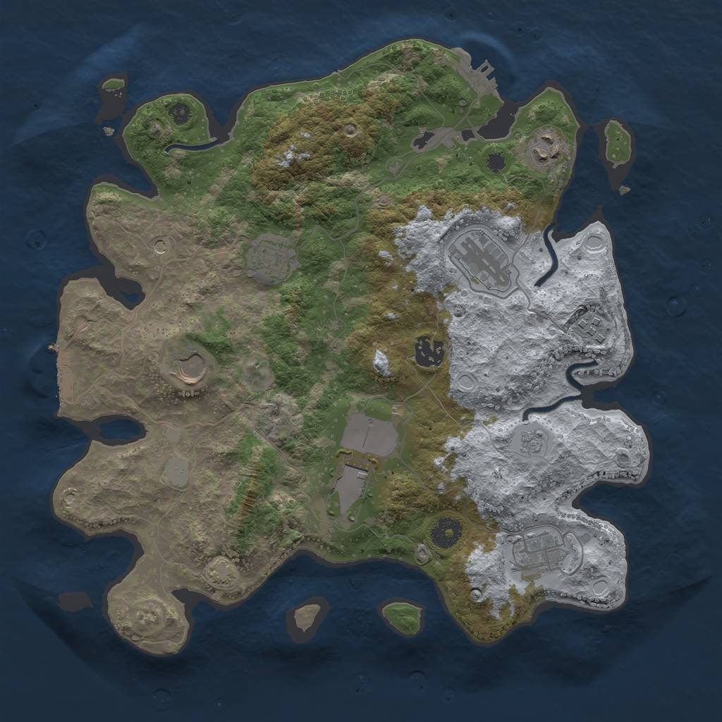 Rust Map: Procedural Map, Size: 3500, Seed: 1389296683, 16 Monuments