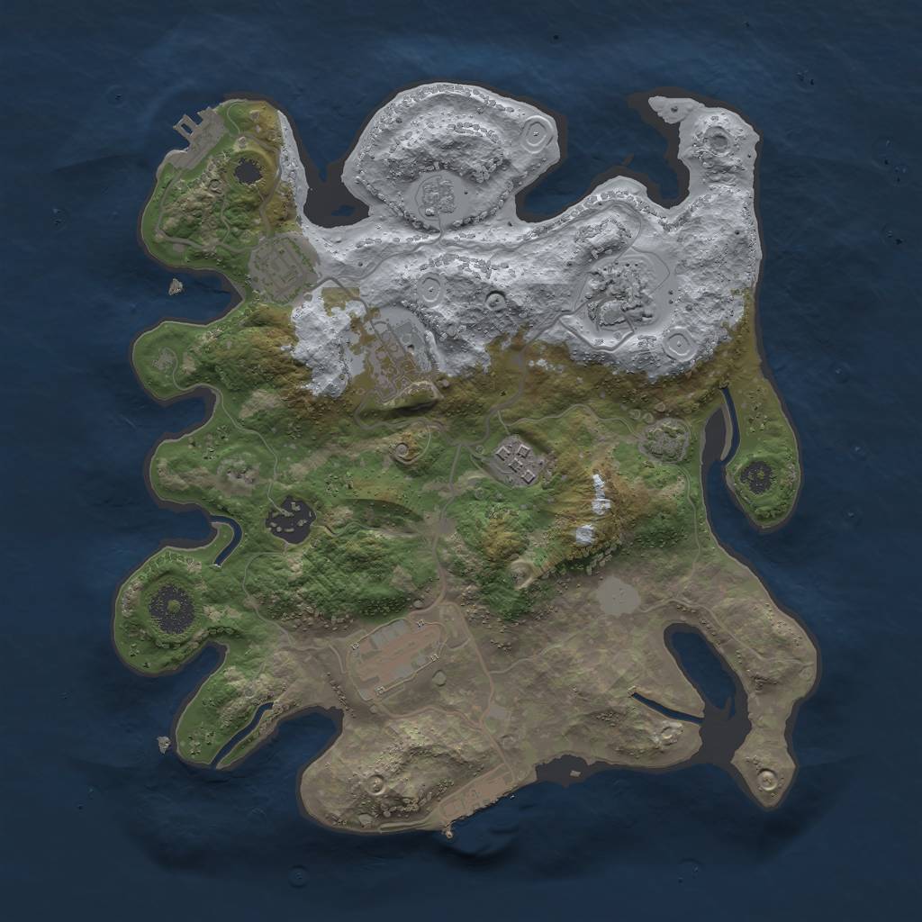 Rust Map: Procedural Map, Size: 3000, Seed: 445887577, 13 Monuments