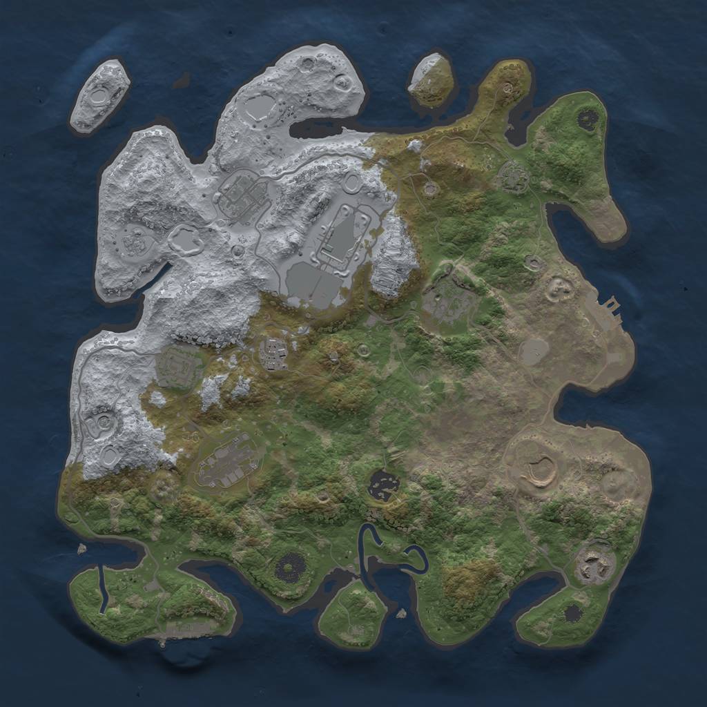 Rust Map: Procedural Map, Size: 3500, Seed: 695537166, 17 Monuments