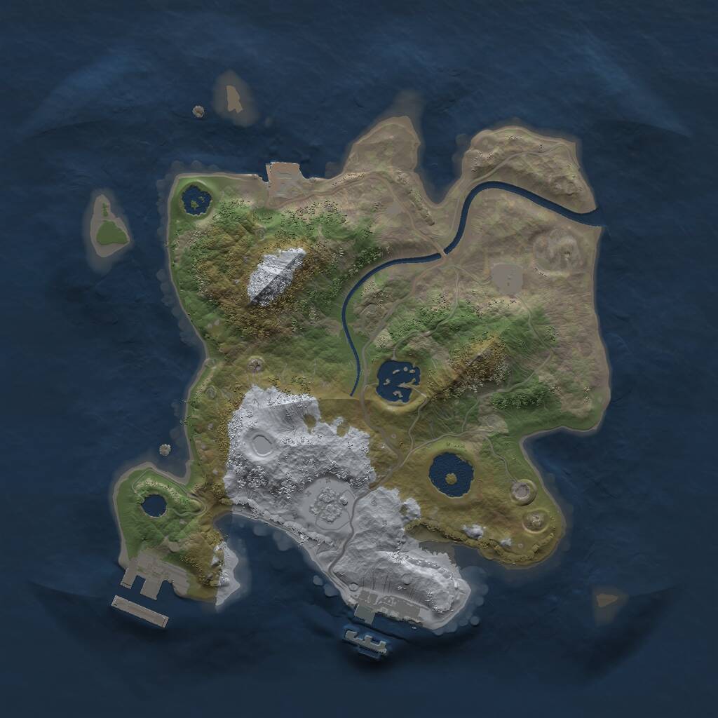 Rust Map: Procedural Map, Size: 2500, Seed: 4233, 5 Monuments