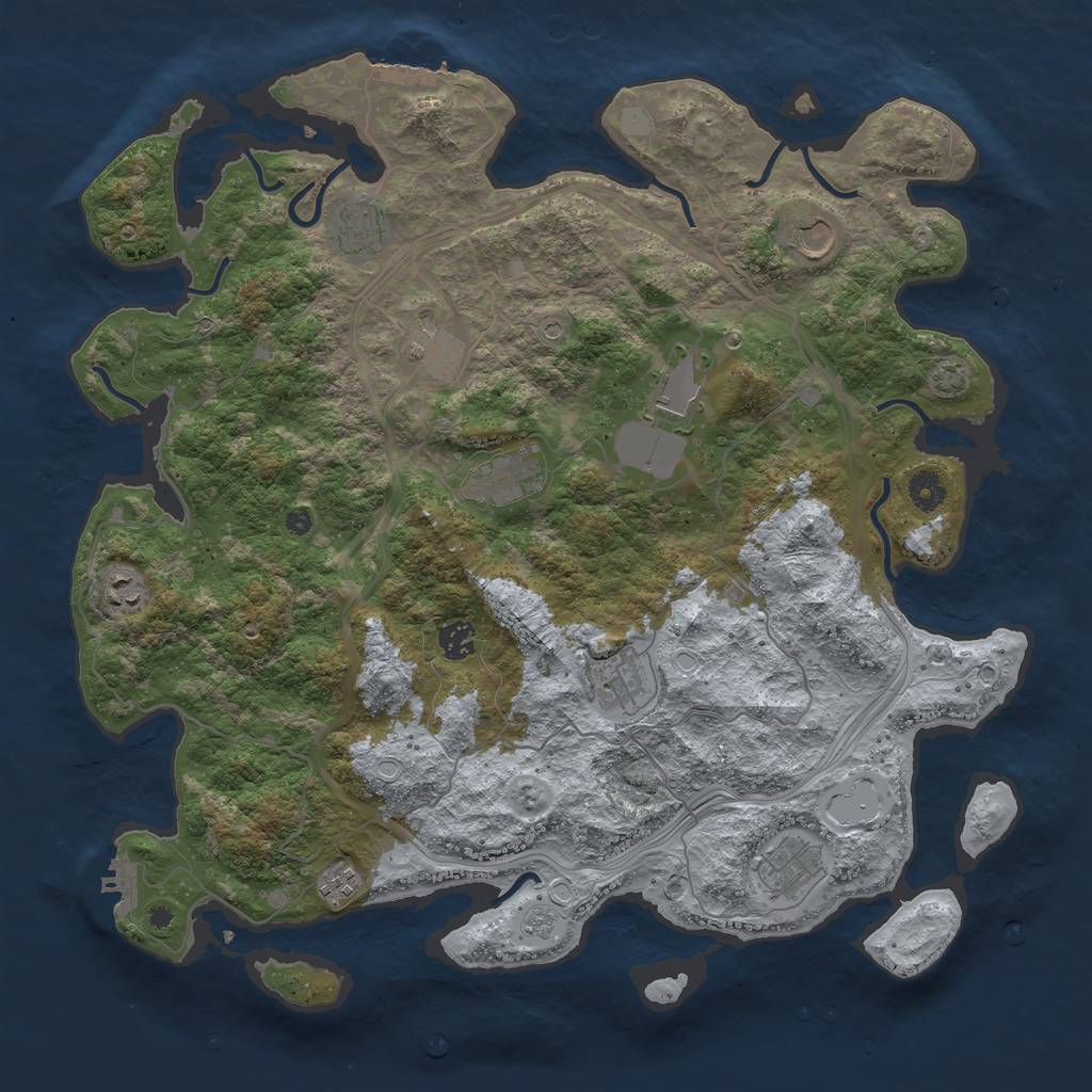 Rust Map: Procedural Map, Size: 4250, Seed: 764277854, 18 Monuments