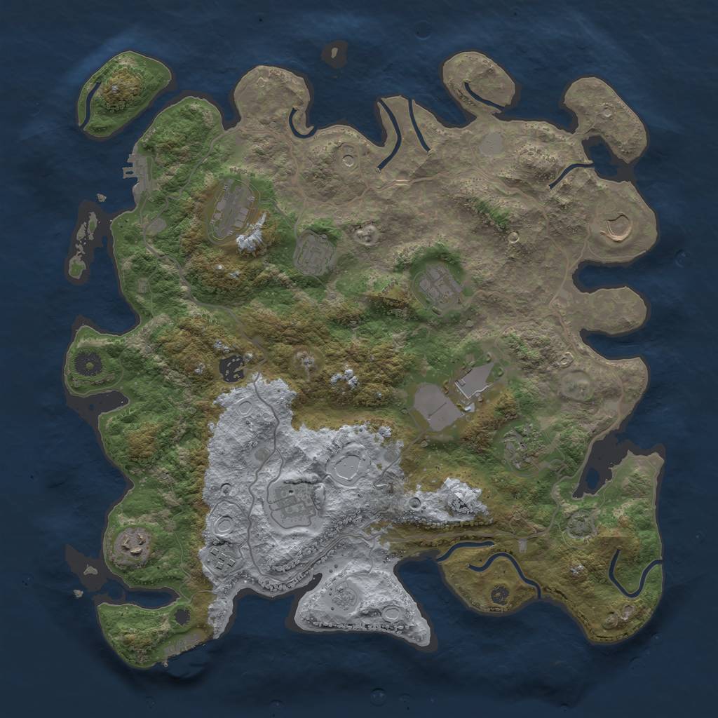 Rust Map: Procedural Map, Size: 4000, Seed: 73165040, 18 Monuments