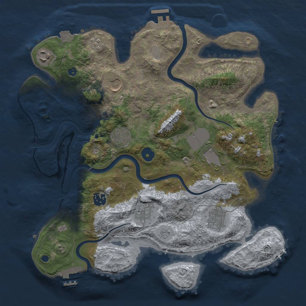 Rust Map: Procedural Map, Size: 3500, Seed: 10140288, 14 Monuments